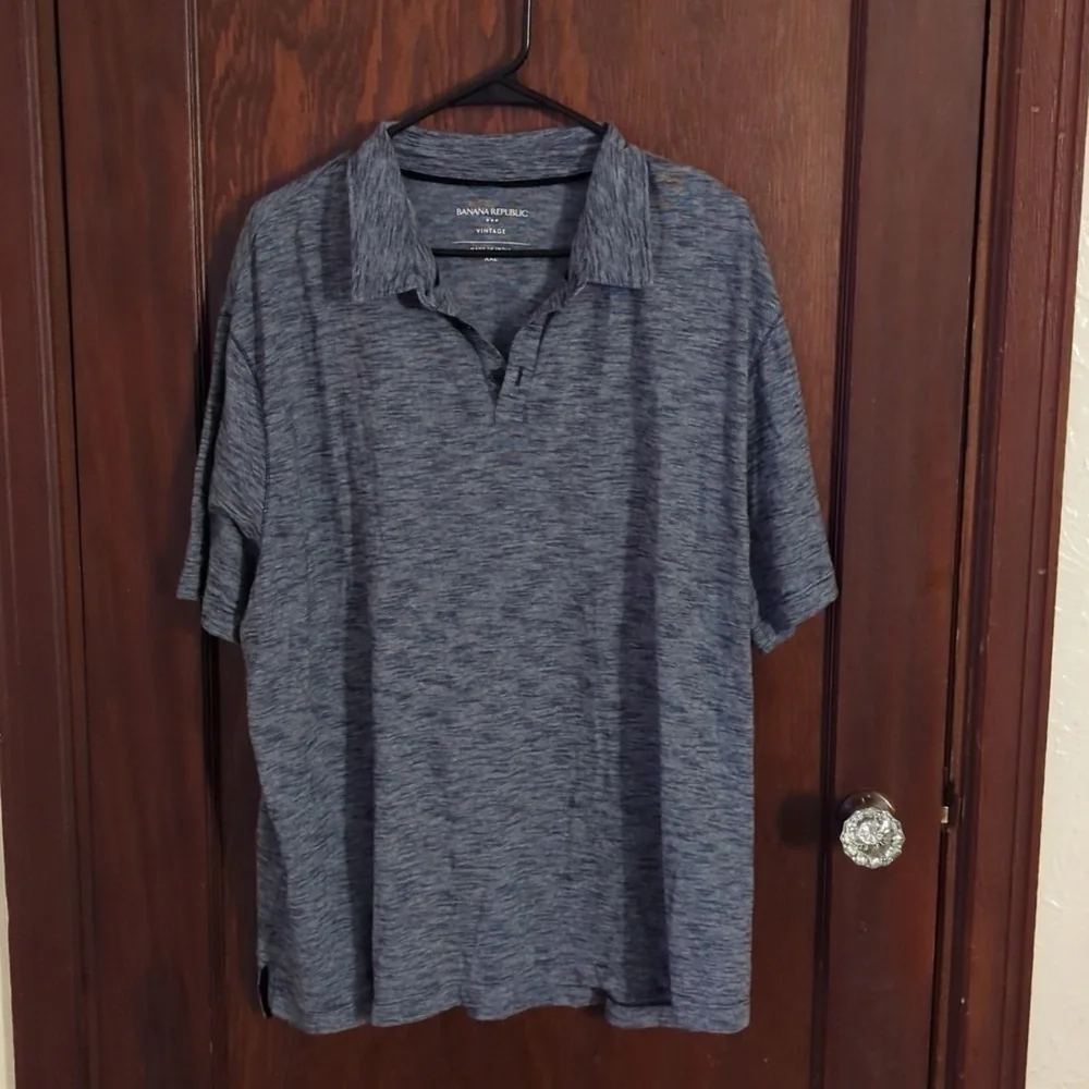 Banana Republic Blue/Gray Vintage Style Short Sleeve Polo Shirt Size XXL